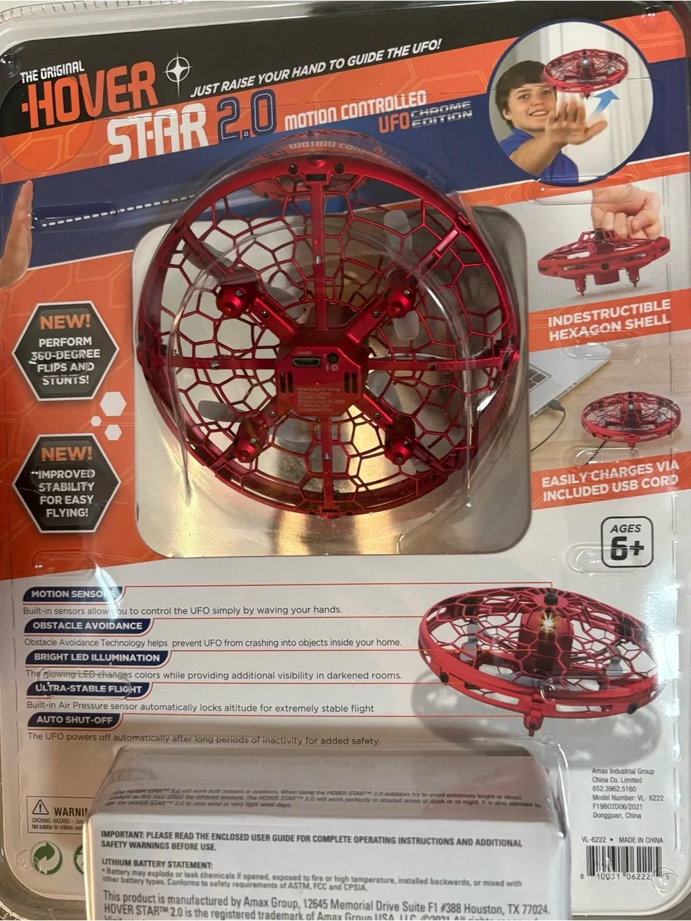 Hover Star 2.0 Motion-Controlled UFO Toy - Red